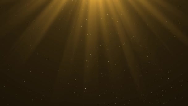 4K Golden, yellow Sun light rays animation. Shine effect on black screen. — Stock Video