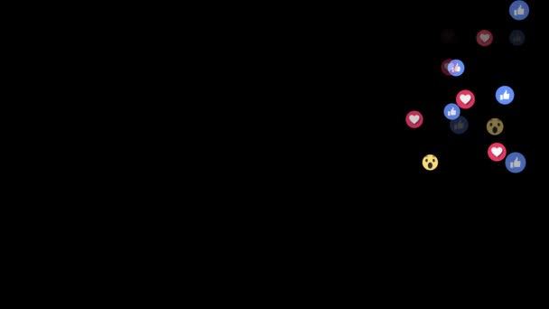 Jejaring sosial Jempol biru dan jantung merah Emoji, 4K 3D Green Screen Loop Animation. — Stok Video