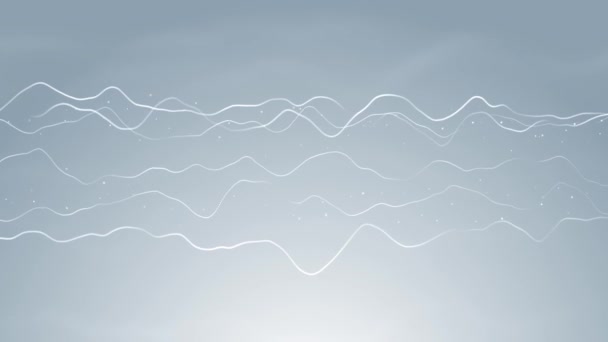 4K bianco pulito animazione loop sfondo. onde di rete metallica Grigio chiaro minimo movimento geomitrico grafico — Video Stock