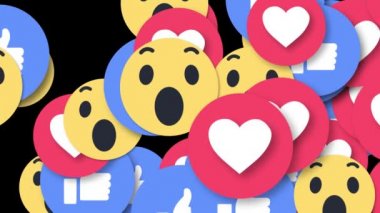 Düşen Sosyal Medya EMOJI Sosyal Ağ 4K 3B Yeşil Ekran Döngüsü Canlandırması.