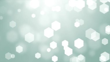 Altıgen toz parçacıkları parlatıcı ve kıvılcım ile beyaz temiz döngü arkaplanı.