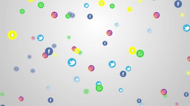 Willekeurige pictogrammen Social media marketing, Communicatie netwerken 4K 3D Green Screen Loop Animatie — Stockvideo