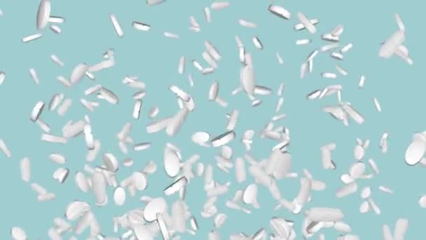 Bílé pilulky drogy padající bezešvé smyčka 3d 4K animace — Stock video