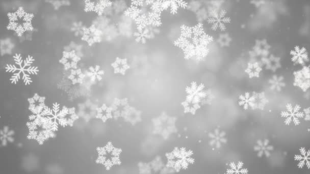 Nieve blanca con la caída de copos de nieve Invierno Loop Fondo Animación 4k. — Vídeo de stock