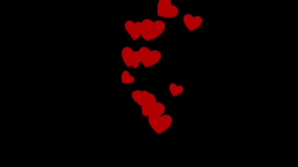 Red Hearts Partikel 4K 3D Green Screen Loop Animation. Latar Belakang Valentines. — Stok Video