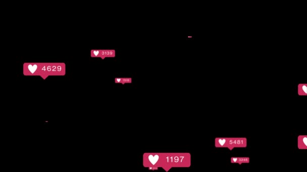 Contador de corazón en las redes sociales, comentario, como, contadores de seguidores 4K 3D Green Screen Loop Animation. — Vídeos de Stock