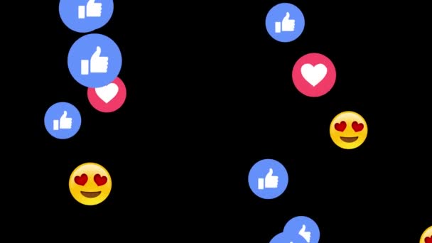 Facebook me gusta Compartir wow botón emoji 4K 3D Green Screen Loop Animation. — Vídeo de stock