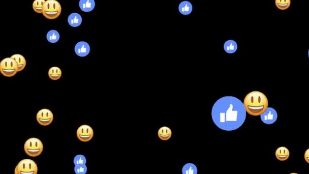 Iconos Facebook estilo en vivo animado sobre fondo negro — Vídeo de stock