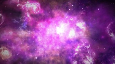 4k 3D Animasyon Uzayı Orion Bulutsusu 'na bir yıldız alanına uçar.