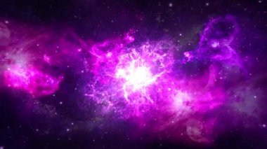Hiper başka bir galaksiye taşınıyor. Işık hızı, hareketli neon ışınlar döngü animasyonu.
