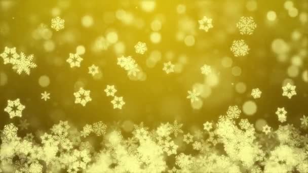 Goldener Schnee Schneefall Schneeflocke Partikel Nahtlos Schleife Animation Hintergrund — Stockvideo