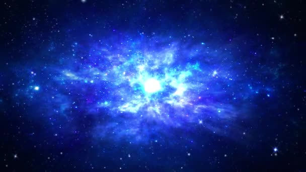 Hyper si trasferisce in un'altra galassia. Velocità della luce, raggi luminosi al neon in movimento Animazione Loop. — Video Stock