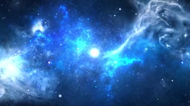 Blue Space Nebula Loop sfondo 4k video movimento stelle spazio sfondo rotazione nebulosa. — Video Stock