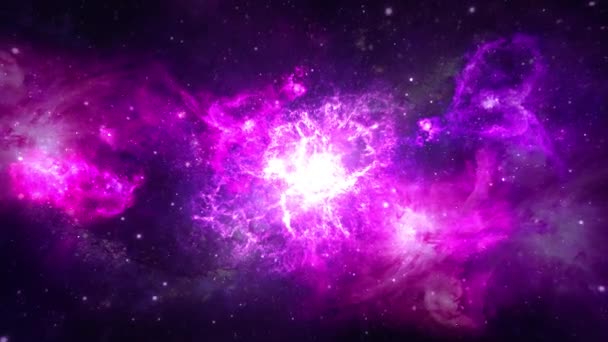 Hiper-movendo-se para outra galáxia. Velocidade da luz, neon brilhando raios em movimento Loop animação. — Vídeo de Stock