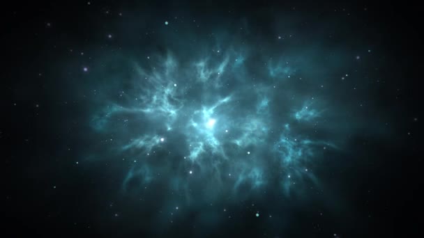 Voando dentro da tempestade épica de nuvens de galáxia e relâmpago Nebulosa Loop sem costura. — Vídeo de Stock