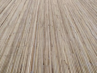 Düz çubuklarla döşenmiş kırsal bambu döşeme perspektif.