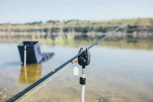 Fishing equipment rod wheel closeup — Stock Photo, Image