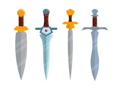 Soğuk silah türleri. Farklı hançerlerin tasviri. EPS 10