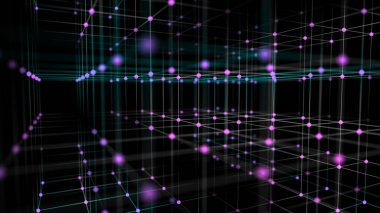 Dijital iletişim matrisi. Kübik alan. Bilgi akıyor. Sinirsel ağların teknolojik temeli. 3B görüntüleme.