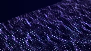 Dalgalar, sessiz kodları ışıltılı bir matrisle iletir. Parçacıklar dijital hareketle atıyor. Üç Boyut