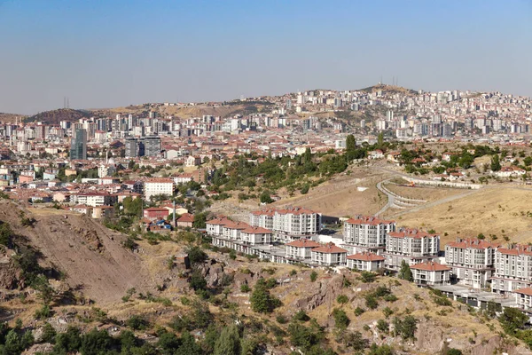 Wide panorama of Ankara skyline with modern towers and hills under clear sky. 29 August 2025, Ankara, Turkey. Editorial use only.