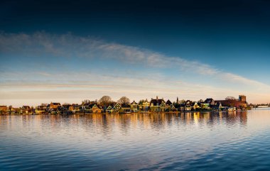 Windmill at Blue Hour in Zaanse Schans, Netherlands  Scenic Evening View Near Zaandam City