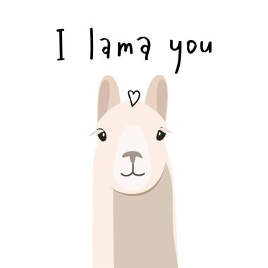 Düz vektör çizim lama ve el yazısı metin ile ben lama sen.