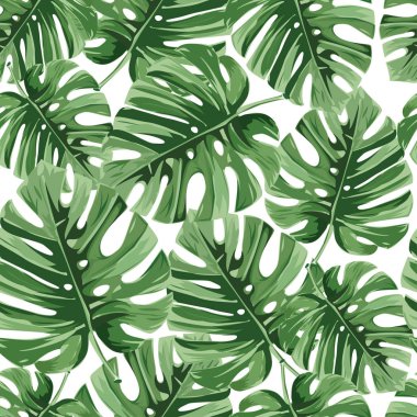Yaz arka plan. Tropikal palmiye yaprakları, orman sorunsuz vektör çiçek desenli bırakır.