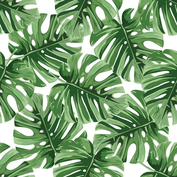 Sommer Hintergrund Tropische Palmenblätter Dschungelblätter Nahtlose Vektorflorale Muster — Stockvektor