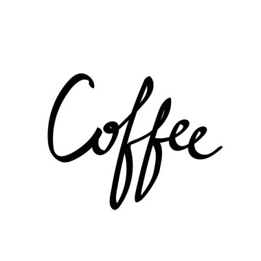 Word kahve yazı el çizilen hat ve fırça kalem. Tasarım reklam broşür ve kafeler davetleriniz için.