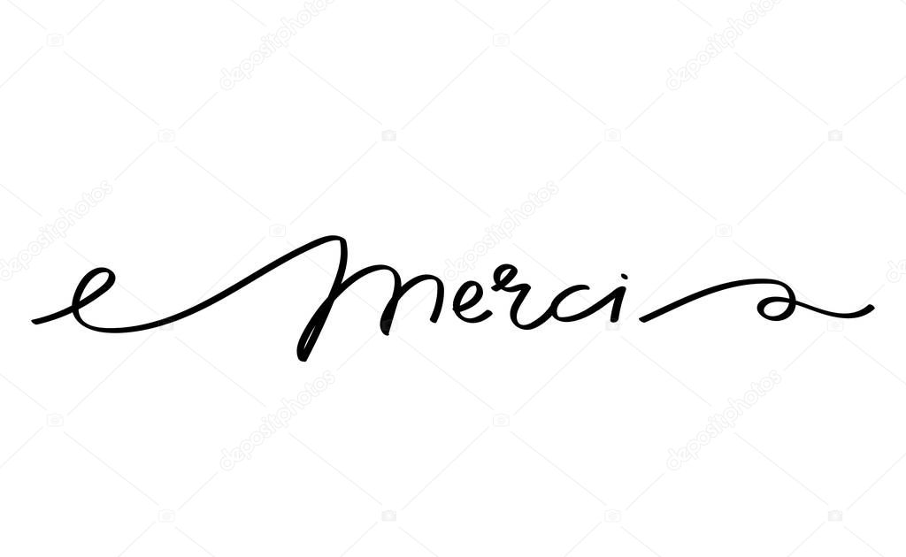 Merci vector illustration. Thank you in French.