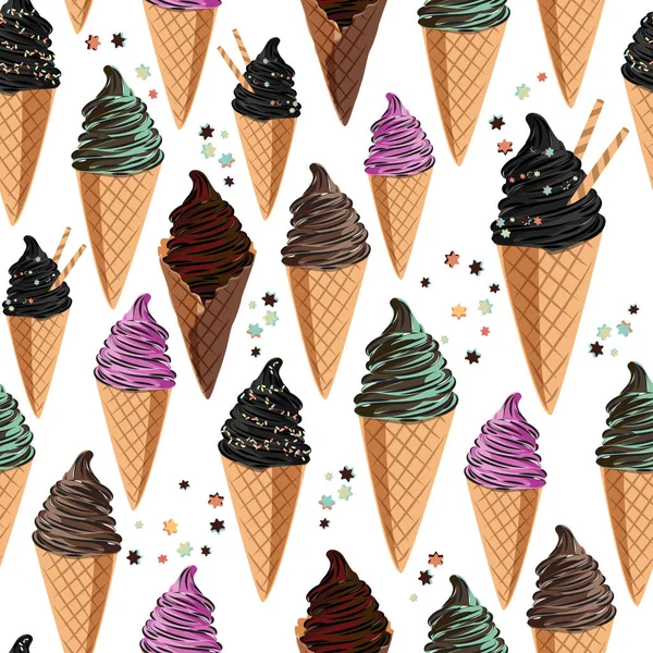 Мороженое бесшовный шаблон. Векторная сладкая иллюстрация . — стоковый вектор