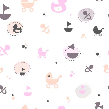 Çocukluk temalı Doodle stil seamless modeli. Vektör çizim çocuklar tasarımı için.