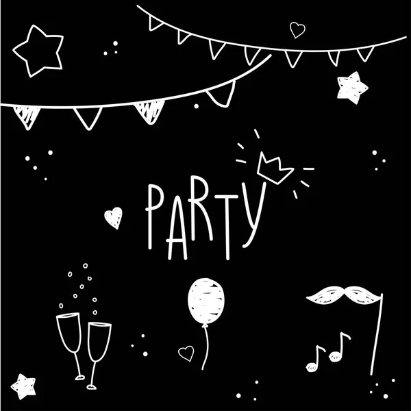 Hand drawn, doodle party set. Vector illustration of Celebration party carnival festive icons set.