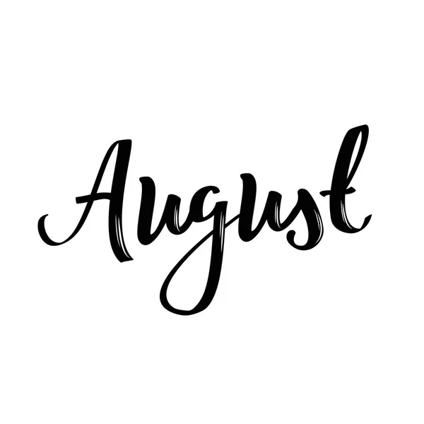 Název měsíce srpna. Ručně psaný kaligrafickým slovo. Tučné písmo — Stockový vektor