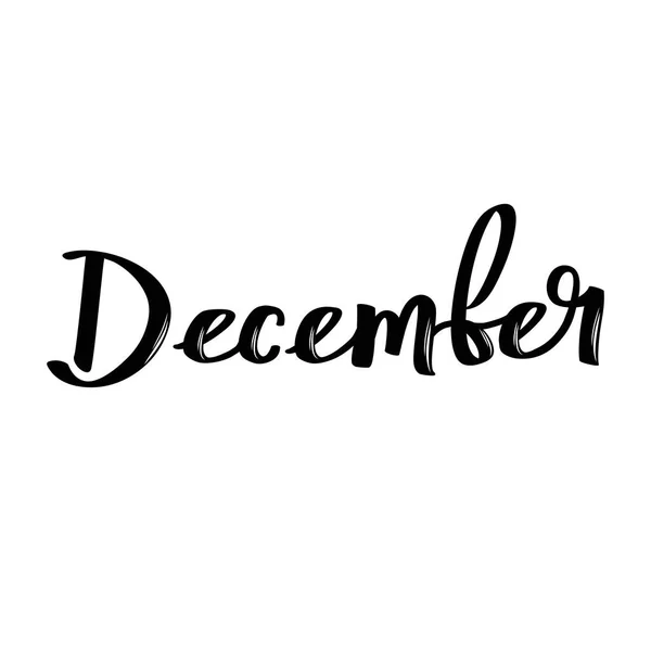 December månadsnamn. Handskrivna kalligrafiska word. Fetstil. — Stock vektor