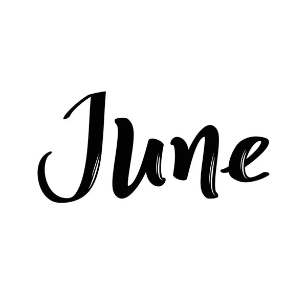 Název měsíce června. Ručně psaný kaligrafickým slovo. Tučné písmo. — Stockový vektor
