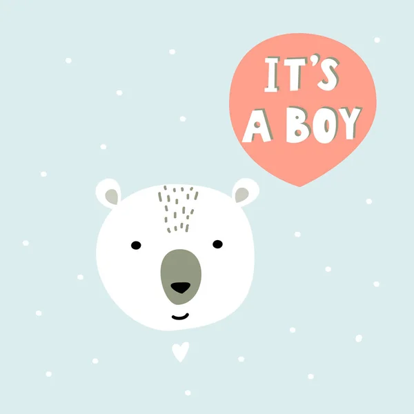 It s a boy vector illustration. Cartoon character bear and handwritten phrase.