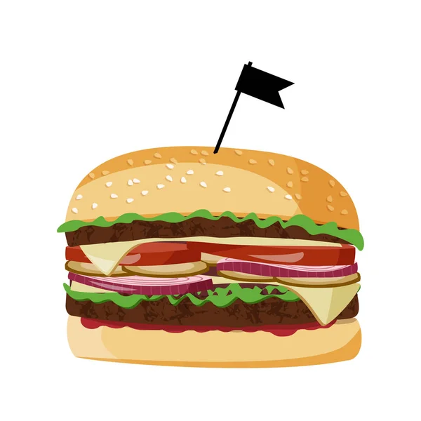 Burger vector ilustração realista. Fast food isolado no fundo branco . — Vetor de Stock