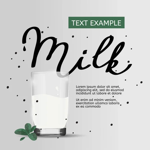 Plakát s jednoduchým vektorovým mlékem. Ručně psaný text. Zdravý životní styl ilustrace. — Stockový vektor