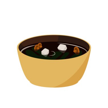 Japon yemeği. Miso çorbası. Asya yemek illüstrasyon.