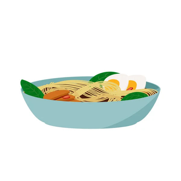 Comida japonesa. Sopa de ramen. Colorida comida asiática . — Vector de stock