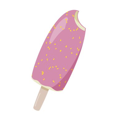 Pembe buzlu dondurma. Çilek tatlı soğuk tatlı.