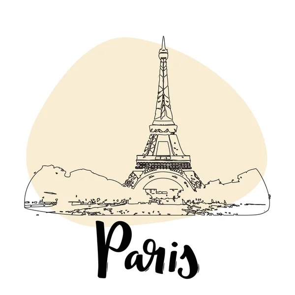 Eiffel tower in Paris France. Vector simple sketch style illustration. — Stock Vector