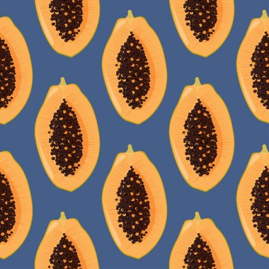 Yeni Papaya Dikişsiz desen kesilmiş. Parlak tropikal yaz arka plan.