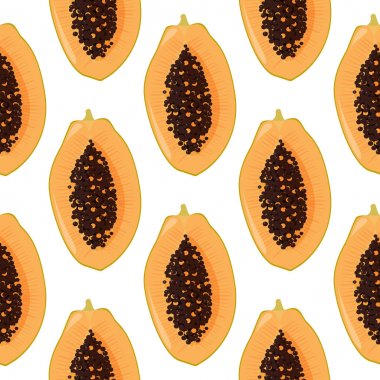 Yeni Papaya Dikişsiz desen kesilmiş. Parlak tropikal yaz arka plan.