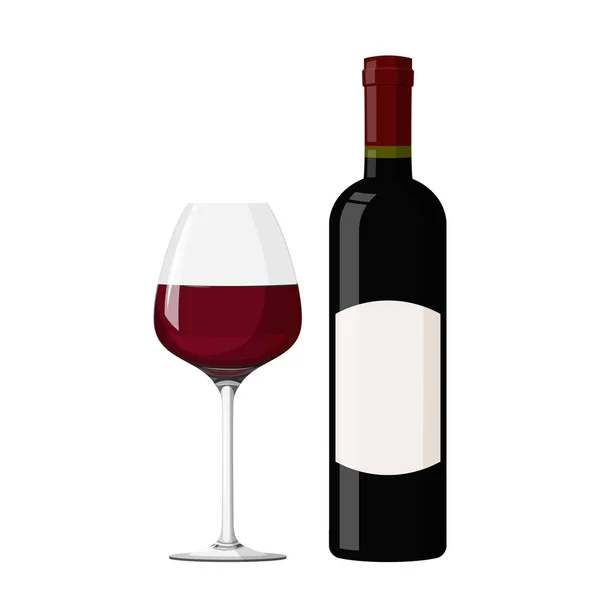 Vidrio Realista Con Botella Bodega Con Ilustración Vectores Vino Blanco — Vector de stock