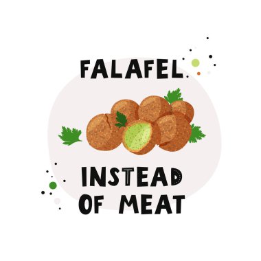 Et yerine falafel. Geleneksel yahudi yemeği Falafel. Beyaz arka planda izole edilmiş vejetaryen yemekleri..