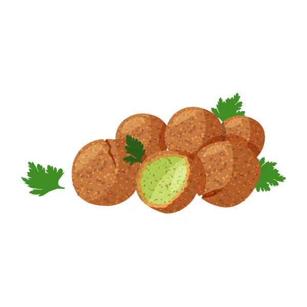 Traditional dish of Jewish cuisine Falafel. Vegetarian food isolated on white background. — Stock Vector