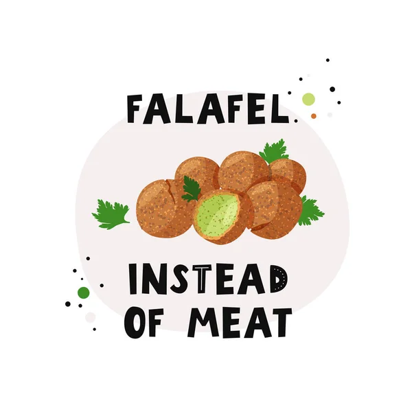 Falafel in plaats van vlees. Traditioneel gerecht van de Joodse keuken Falafel. Vegetarisch voedsel geïsoleerd op witte achtergrond. — Stockvector